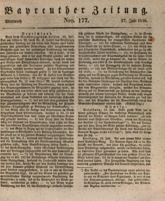 Bayreuther Zeitung Mittwoch 27. Juli 1836