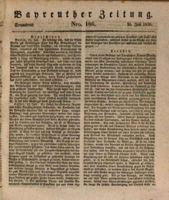 Bayreuther Zeitung Samstag 30. Juli 1836