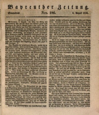 Bayreuther Zeitung Samstag 6. August 1836