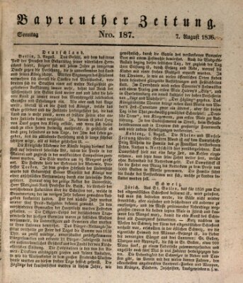 Bayreuther Zeitung Sonntag 7. August 1836