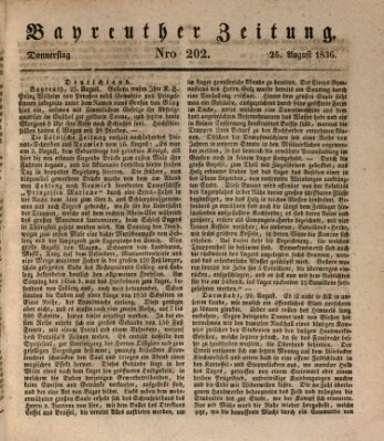 Bayreuther Zeitung Donnerstag 25. August 1836