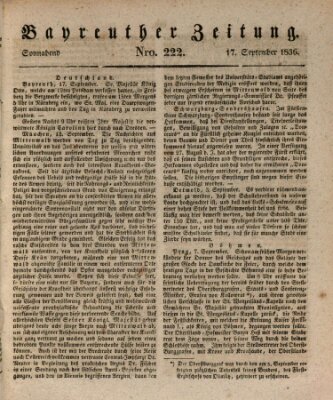 Bayreuther Zeitung Samstag 17. September 1836