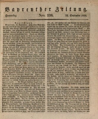 Bayreuther Zeitung Donnerstag 22. September 1836