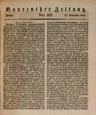 Bayreuther Zeitung Freitag 23. September 1836