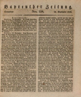 Bayreuther Zeitung Samstag 24. September 1836