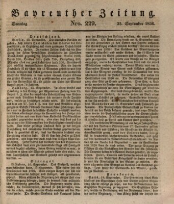 Bayreuther Zeitung Sonntag 25. September 1836