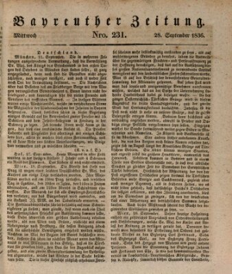 Bayreuther Zeitung Mittwoch 28. September 1836