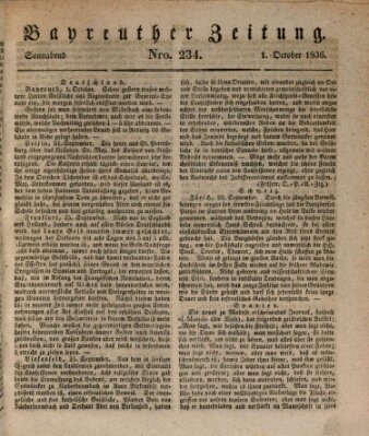 Bayreuther Zeitung Samstag 1. Oktober 1836