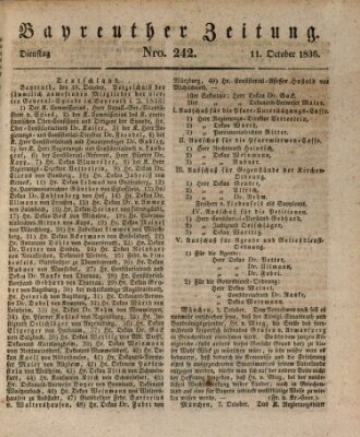 Bayreuther Zeitung Dienstag 11. Oktober 1836