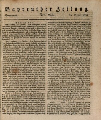 Bayreuther Zeitung Samstag 15. Oktober 1836