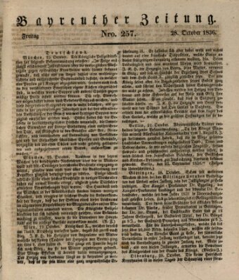 Bayreuther Zeitung Freitag 28. Oktober 1836