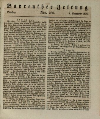 Bayreuther Zeitung Dienstag 1. November 1836