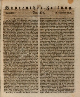 Bayreuther Zeitung Samstag 12. November 1836