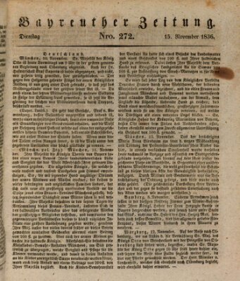 Bayreuther Zeitung Dienstag 15. November 1836