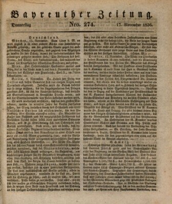 Bayreuther Zeitung Donnerstag 17. November 1836