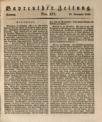 Bayreuther Zeitung Sonntag 20. November 1836