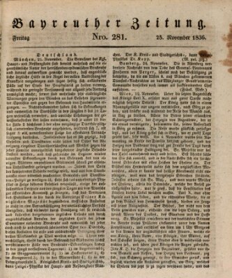 Bayreuther Zeitung Freitag 25. November 1836