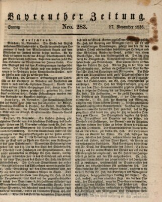 Bayreuther Zeitung Sonntag 27. November 1836