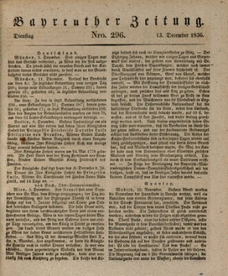 Bayreuther Zeitung Dienstag 13. Dezember 1836