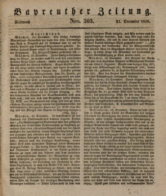 Bayreuther Zeitung Mittwoch 21. Dezember 1836