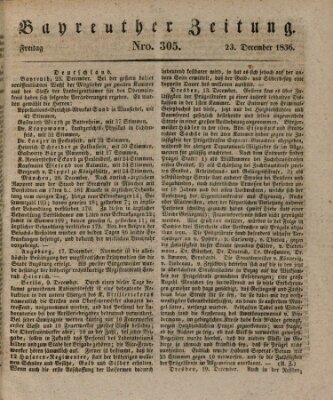 Bayreuther Zeitung Freitag 23. Dezember 1836