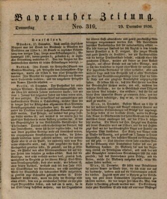 Bayreuther Zeitung Donnerstag 29. Dezember 1836