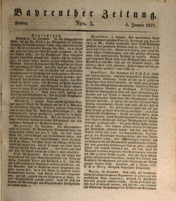 Bayreuther Zeitung Freitag 6. Januar 1837