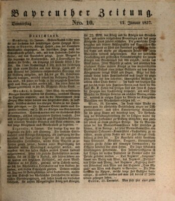 Bayreuther Zeitung Donnerstag 12. Januar 1837