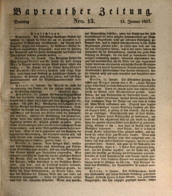 Bayreuther Zeitung Sonntag 15. Januar 1837