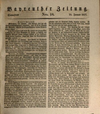 Bayreuther Zeitung Samstag 21. Januar 1837