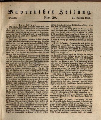 Bayreuther Zeitung Dienstag 24. Januar 1837