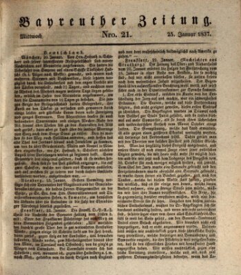 Bayreuther Zeitung Mittwoch 25. Januar 1837