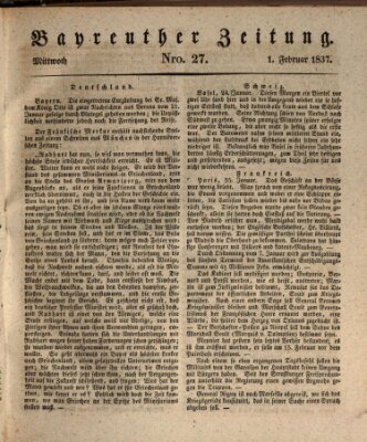 Bayreuther Zeitung Mittwoch 1. Februar 1837
