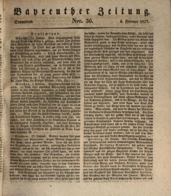 Bayreuther Zeitung Samstag 4. Februar 1837