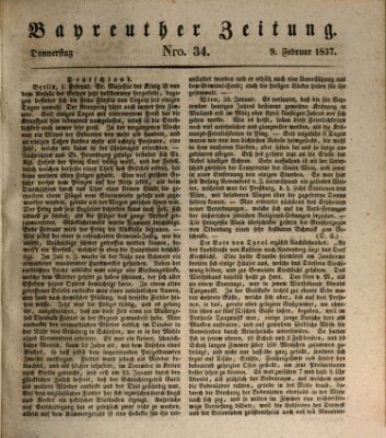 Bayreuther Zeitung Donnerstag 9. Februar 1837