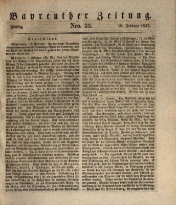Bayreuther Zeitung Freitag 10. Februar 1837