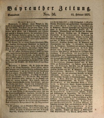 Bayreuther Zeitung Samstag 11. Februar 1837