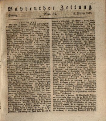 Bayreuther Zeitung Sonntag 12. Februar 1837