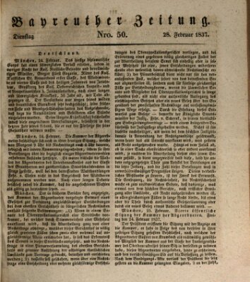 Bayreuther Zeitung Dienstag 28. Februar 1837