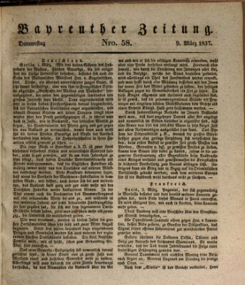 Bayreuther Zeitung Donnerstag 9. März 1837