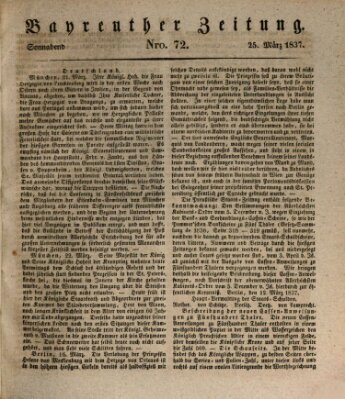 Bayreuther Zeitung Samstag 25. März 1837