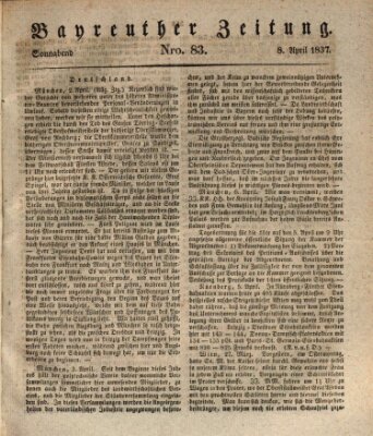 Bayreuther Zeitung Samstag 8. April 1837