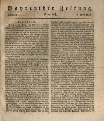 Bayreuther Zeitung Sonntag 9. April 1837