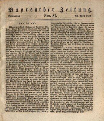 Bayreuther Zeitung Donnerstag 13. April 1837