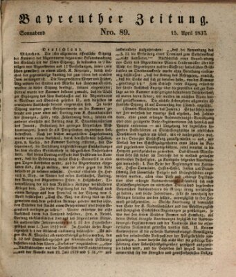 Bayreuther Zeitung Samstag 15. April 1837