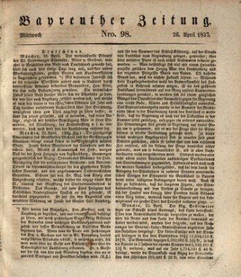 Bayreuther Zeitung Mittwoch 26. April 1837