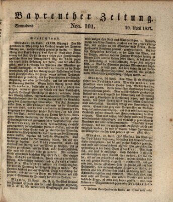 Bayreuther Zeitung Samstag 29. April 1837