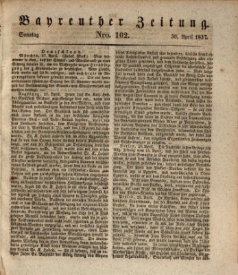 Bayreuther Zeitung Sonntag 30. April 1837