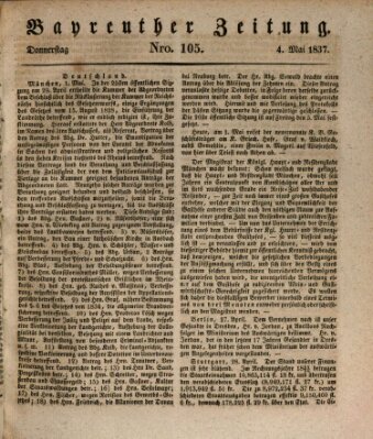 Bayreuther Zeitung Donnerstag 4. Mai 1837