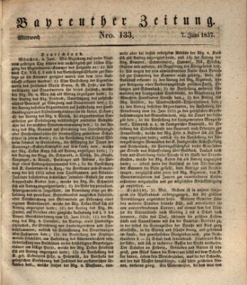 Bayreuther Zeitung Mittwoch 7. Juni 1837